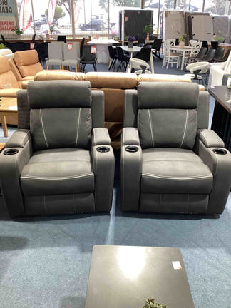 Magic 2+1+1 Electric Fabric Recliner Suite - Charcoal