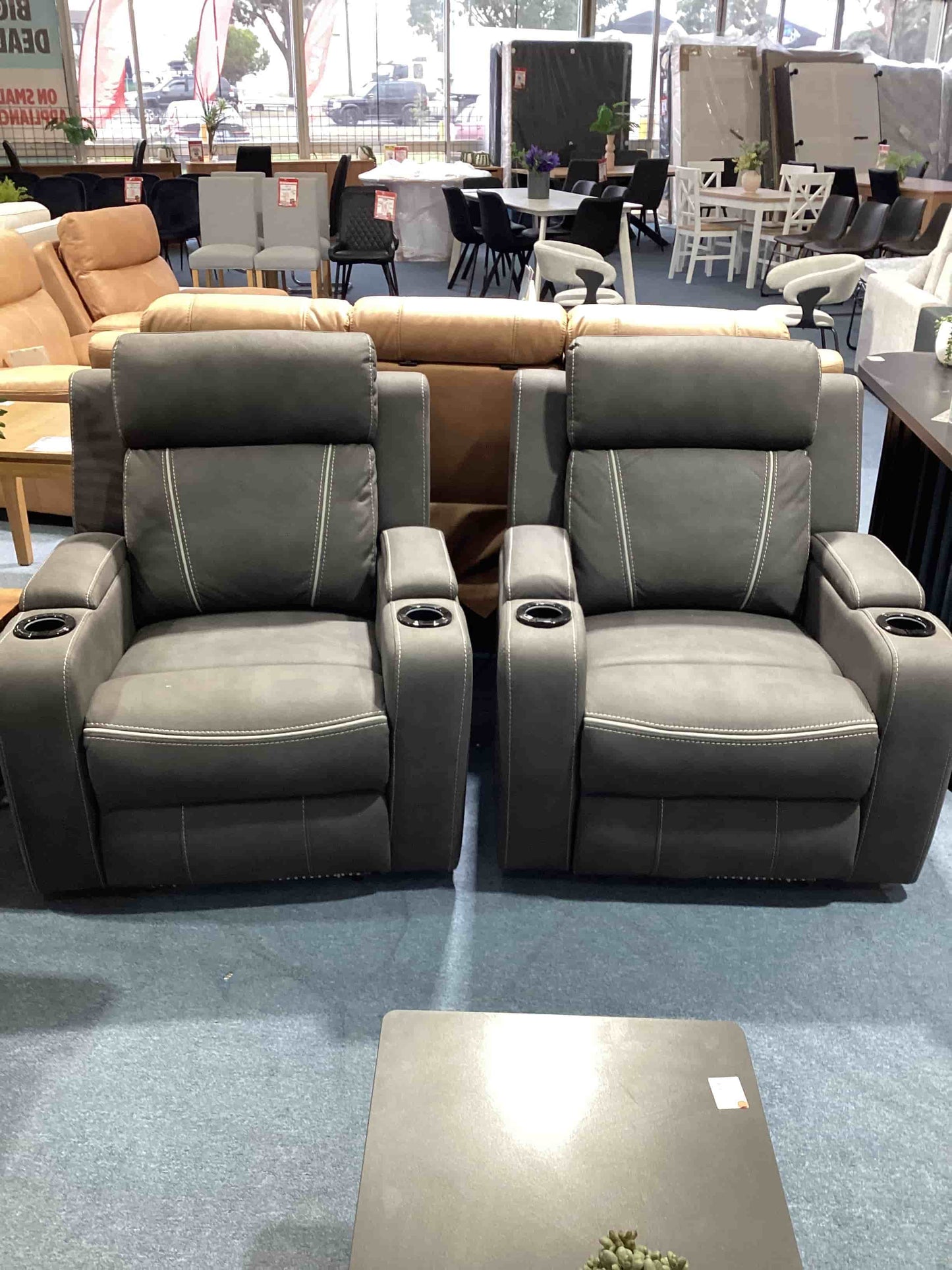 Magic 2+1+1 Electric Fabric Recliner Suite - Charcoal